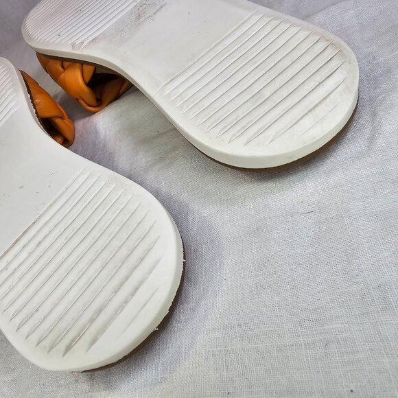 Paislee Braided Vegan Leather Orange Slip On Open Toe Slide Sandals Slippers 8 - Picture 5 of 7